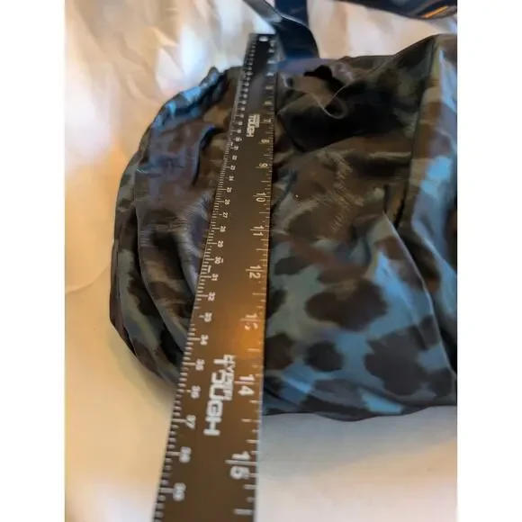 Dennis Basso Pleated Hobo Reversible 22x14 Boho Tote Animal Print Royal Blue - Picture 3 of 4